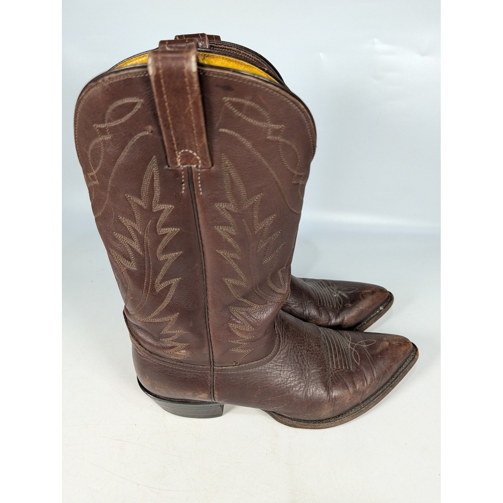 Nocona Mens Brown Leather Western Cowboy Boots Pointed Toe 752027303 Size 10.5 D